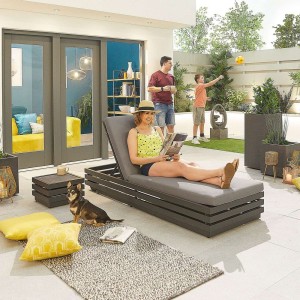 Nova Garden Furniture San Marino Grey Aluminium Sun Lounger And Side Table Nova Garden Furniture San Marino Grey Aluminium Sun Lounger And Side Table