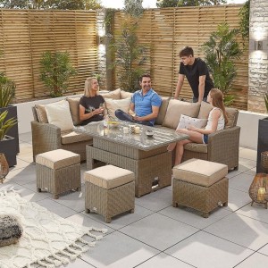 Nova Ciara Willow Rattan Left Hand Corner Dining Set with Parasol Hole Rising Table Nova Ciara Willow Rattan Left Hand Corner Dining Set with Parasol Hole Rising Table