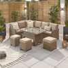 Nova Ciara Willow Rattan Left Hand Corner Dining Set with Parasol Hole Rising Table