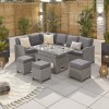 Nova Ciara White Wash Rattan Left Hand Corner Dining Set with Parasol Hole Rising Table