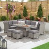 Nova Garden Furniture Ciara White Wash Rattan Left Hand Reclining Corner Dining Set with Firepit