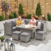 Nova Garden Furniture Ciara White Wash Rattan Left Hand Reclining Corner Dining Set with Firepit