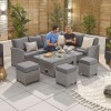 Nova Garden Furniture Ciara White Wash Right Hand Corner Dining Set With Rising Table