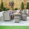 Nova Garden Furniture Ciara White Wash Rattan Right Hand Reclining Corner Dining Set with Rising Table