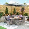 Nova Garden Furniture Ciara White Wash Rattan Right Hand Reclining Corner Dining Set with Rising Table