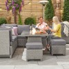 Nova Garden Furniture Ciara White Wash Rattan Right Hand Reclining Corner Dining Set with Firepit