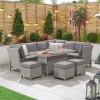 Nova Garden Furniture Ciara White Wash Rattan Right Hand Reclining Corner Dining Set with Firepit