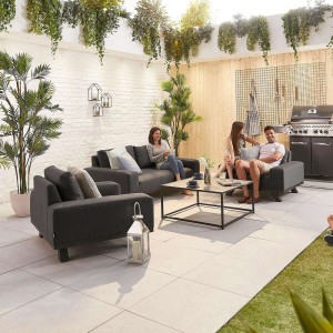 Nova Garden Furniture Tranquility Dark Grey Outdoor Fabric Corner Sofa Set