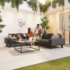 Nova Garden Furniture Tranquility Dark Grey Fabric Corner Sofa Set With Coffee Table