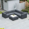 Nova Garden Furniture Toft Dark Grey Square Corner Sofa Set With Footstool