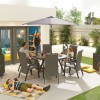 Nova Garden Furniture Venice 6 Seat Grey Round Dining Set