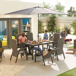 Nova Garden Furniture Venice 6 Seat Grey Rectangular Dining Set