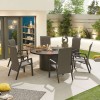 Nova Garden Furniture Venice 6 Seat Grey Round Dining Set With Firepit