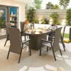 Nova Garden Furniture Venice 6 Seat Grey Oval Dining Set With Firepit