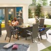 Nova Garden Furniture Venice 6 Seat Grey Rectangular Dining Set With Firepit