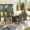 Nova Garden Furniture Venice 6 Seat Grey Rectangular Dining Set With Firepit