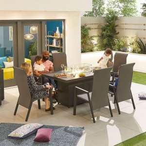 Nova Garden Furniture Venice 6 Seat Grey Rectangular Dining Set With Firepit Nova Garden Furniture Venice 6 Seat Grey Rectangular Dining Set With Firepit