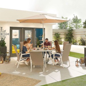 Nova Garden Furniture Venice 6 Seat White Round Dining Set