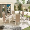 Nova Garden Furniture Venice 6 Seat White Round Dining Set With Firepit