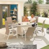 Nova Garden Furniture Venice 6 Seat White Oval Dining Set With Firepit