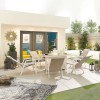 Nova Garden Furniture Venice 6 Seat White Oval Dining Set With Firepit