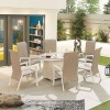 Nova Garden Furniture Venice 6 Seat White Oval Dining Set With Firepit