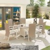 Nova Garden Furniture Venice 6 Seat White Oval Dining Set With Firepit