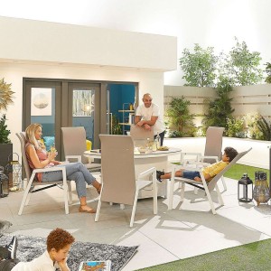 Nova Garden Furniture Venice 6 Seat White Oval Dining Set With Firepit Nova Garden Furniture Venice 6 Seat White Oval Dining Set With Firepit