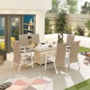 Nova Garden Furniture Venice 6 Seat White Rectangular Dining Set With Firepit