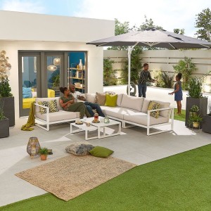 Nova Garden Furniture Alessandria White Frame Aluminium Corner Sofa Set Nova Garden Furniture Alessandria White Frame Aluminium Corner Sofa Set