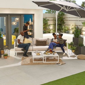 Nova Garden Furniture Alessandria White Frame Aluminium 3 Seat Sofa & Coffee Table Nova Garden Furniture Alessandria White Frame Aluminium 3 Seat Sofa & Coffee Table