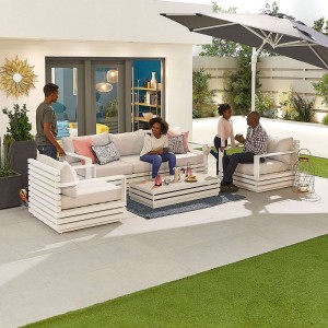 Nova Garden Furniture San Marino White 3 Seat Sofa Set