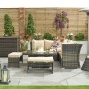 Nova Garden Furniture Cambridge Brown Weave Compact Reclining Corner Dining Set with Rising Firepit