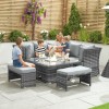 Nova Garden Furniture Cambridge Grey Weave Compact Reclining Corner Dining Set with Rising Firepit