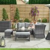 Nova Garden Furniture Cambridge Grey Weave Compact Reclining Corner Dining Set with Rising Firepit