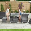 Nova Garden Furniture Cambridge Grey Weave Compact Reclining Corner Dining Set with Rising Firepit