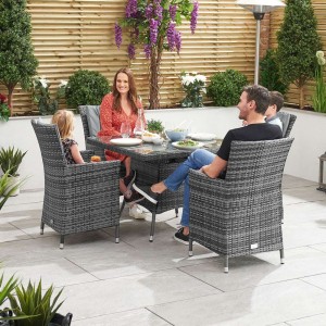 Nova Garden Furniture Sienna Grey 4 Seat 1m Square Rattan Dining Set Nova Garden Furniture Sienna Grey 4 Seat 1m Square Rattan Dining Set