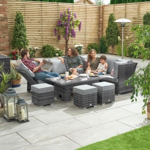 Nova Garden Furniture Cambridge Grey Weave Right Hand Reclining CornerÂ Sofa Set with Rising Table