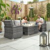 Nova Garden Furniture Cambridge Grey Weave 3 Seat Sofa Dining Set with Rising Firepit