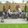 Nova Garden Furniture Cambridge Grey Weave 3 Seat Sofa Dining Set with Rising Firepit