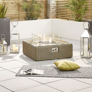 Nova Garden Furniture Luxor Willow Rattan Square Coffee Table with Firepit Nova Garden Furniture Luxor Willow Rattan Square Coffee Table with Firepit