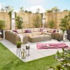 Nova Garden Furniture Luxor Willow 7A Corner Sofa with Firepit Table