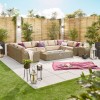 Nova Garden Furniture Luxor Willow 7A Corner Sofa with Firepit Table