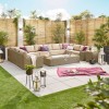 Nova Garden Furniture Luxor Willow 7A Corner Sofa with Firepit Table