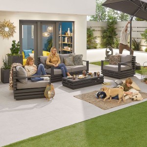 Nova Garden Furniture San Marino Grey 2 Seat Sofa Set