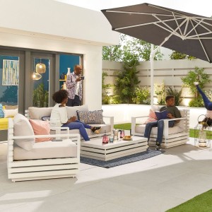 Nova Garden Furniture San Marino White 2 Seat Sofa Set