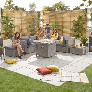 Nova Garden Furniture Heritage Chelsea White Wash Corner Sofa Set with Firepit Table Nova Garden Furniture Heritage Chelsea White Wash Corner Sofa Set with Firepit Table