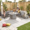 Nova Garden Furniture Heritage Chelsea White Wash Corner Sofa Set with Firepit Table