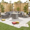 Nova Garden Furniture Heritage Chelsea White Wash Corner Sofa Set with Firepit Table