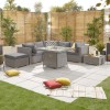 Nova Garden Furniture Heritage Chelsea White Wash Corner Sofa Set with Firepit Table